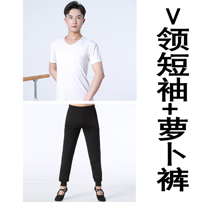 White V-neck short sleeve + turnip pants