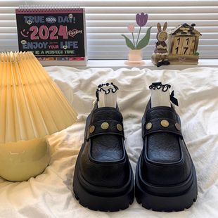 Retro Black Big Toe Heightening Thick-Soled Shoes for Women 2025 Spring New Versatile Loafers British Style Small Leather Shoes