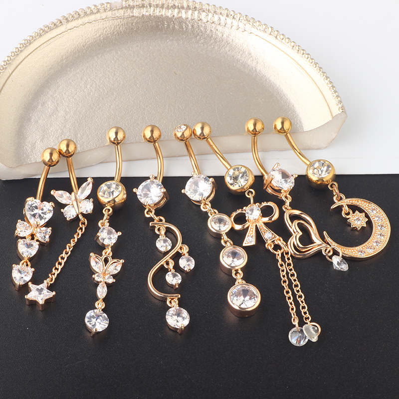 1 Set Quantity 1 Set Belly Rings Simple Style Water Droplets 304 Stainless Steel Belly Rings