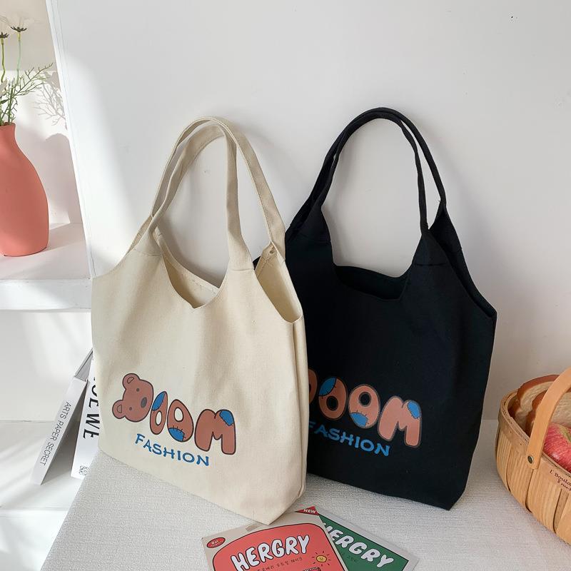 时尚休闲帆布单肩包 印花帆布包学生袋补习袋大学生上课袋学习包