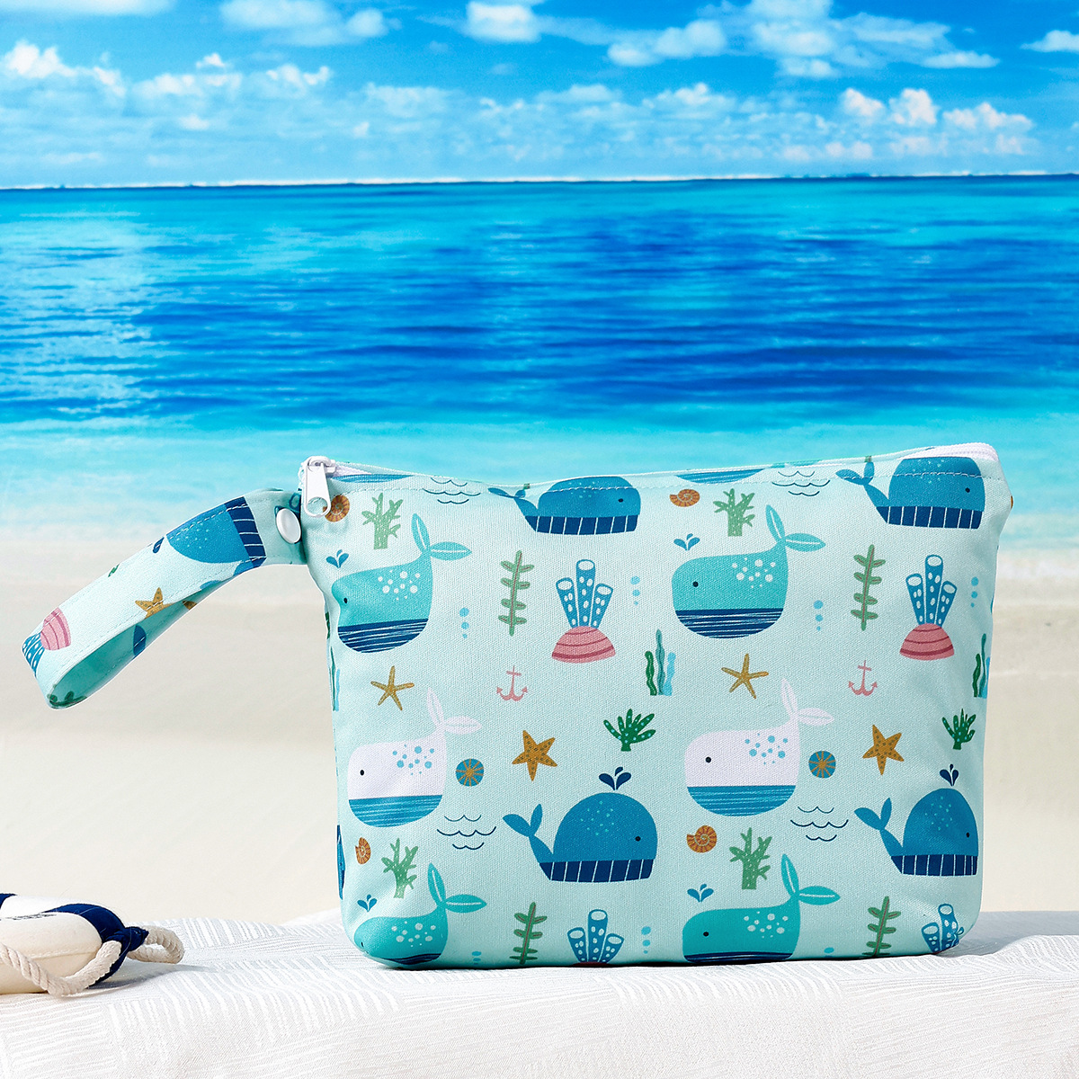 オーシャンシリーズポータブルハンギングバッグベビー外出衣類収納袋防水水着収納袋外出トイレタリーバッグ