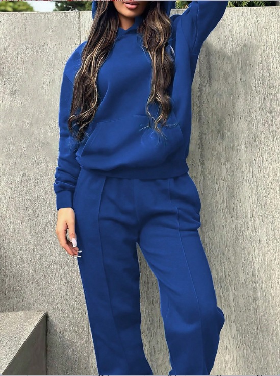 Women's Autumn Winter Hooded Sweatshirt And Straight Leg Pants Set Plus Size Clothing Popular_ecoleips.com