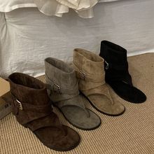 牛仔靴凉鞋女款夏季夹趾凉靴女2025新款平底人字拖鞋复古女鞋夏款