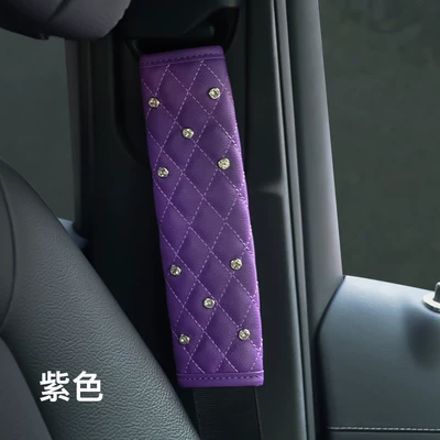 shoulder pads with rhinestones, car shoulder: Seat belt shoulder pad - seatbelt-shoulder-pad-diamond-stud-design-purple-1-piece