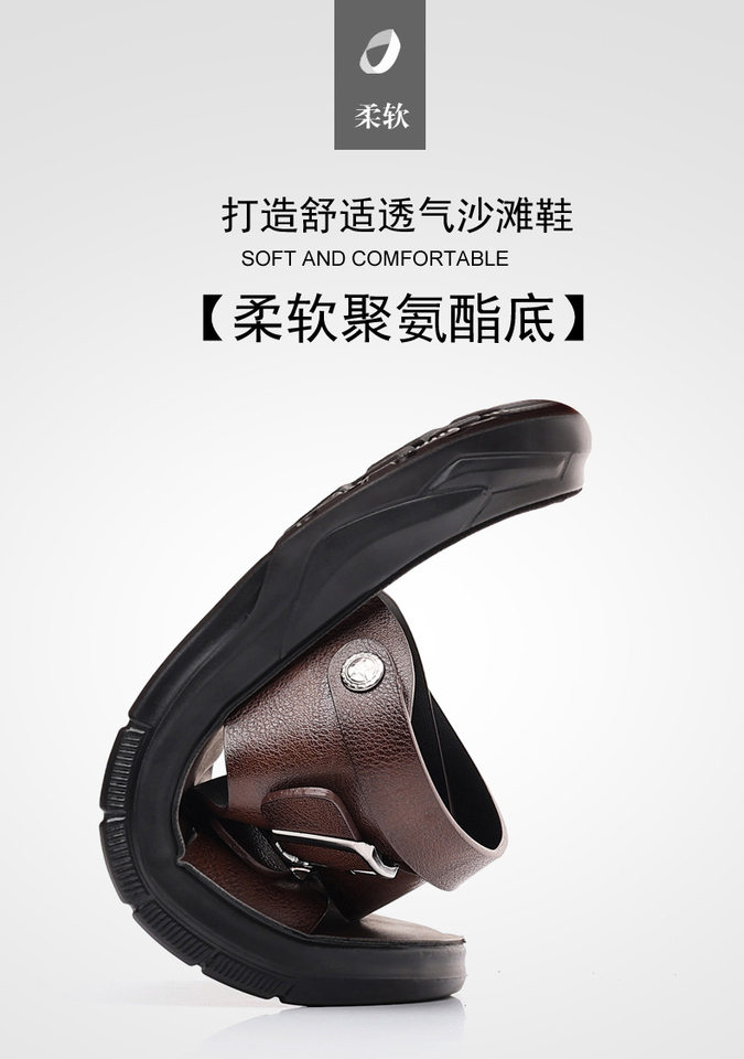 Dép sandal nam quai ngang hở ngón đế mềm hai kiểu mang, đi biển và dạo phố — CS2316 màu kaki, CS2316 màu nâu, CS2316 màu đen chi tiết 9