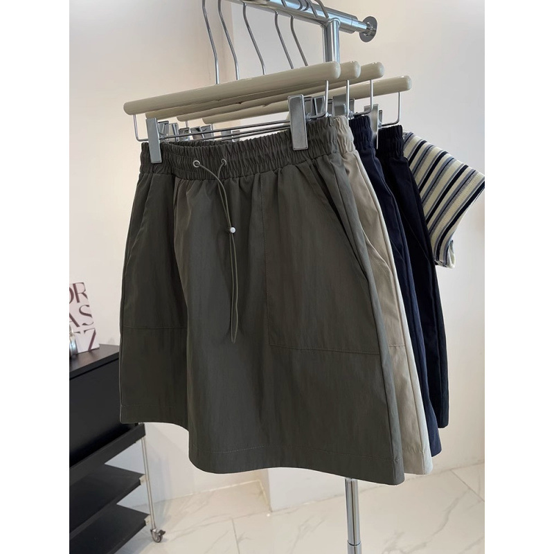 夏用の薄いアイスシルクアメリカン速乾性作業服ハイウエスト弾性痩身露出防止カジュアルハーフレングススポーツスカート女性用|undefined