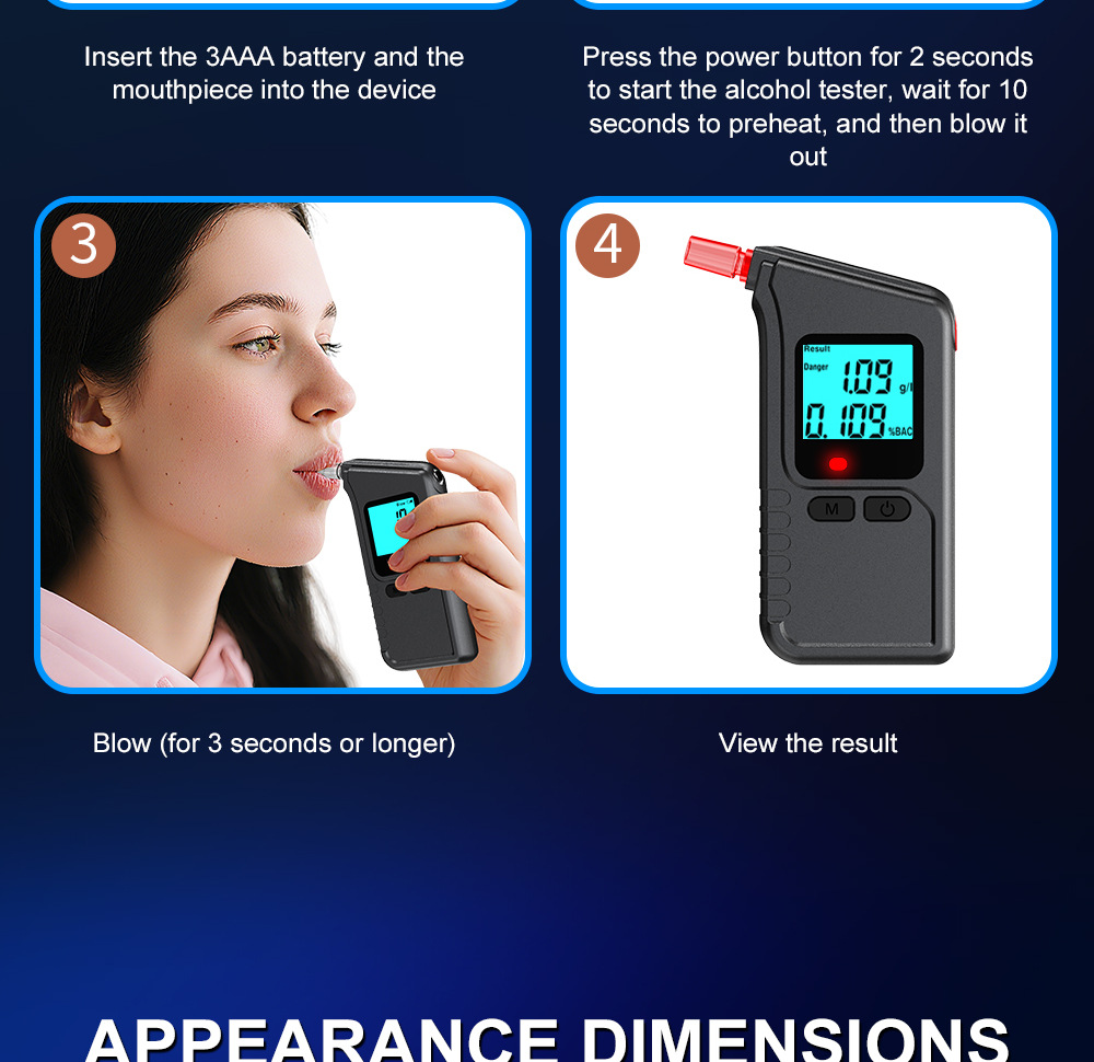 New Cross-Border Precision Alcohol Tester, Drunk Driving Detection Device, Breathalyzer for Drunk Driving Testing