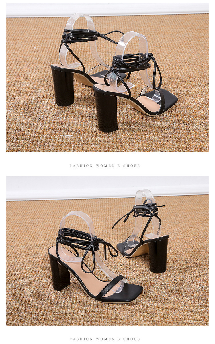Women's Sexy Solid Color Square Toe Strappy Sandals display picture 3