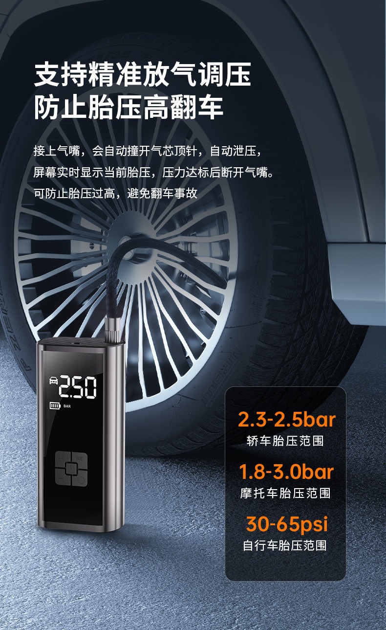New Car Air Pump Portable Wireless Smart Car Tire Pump Emergency Power Bank Dropshipping
