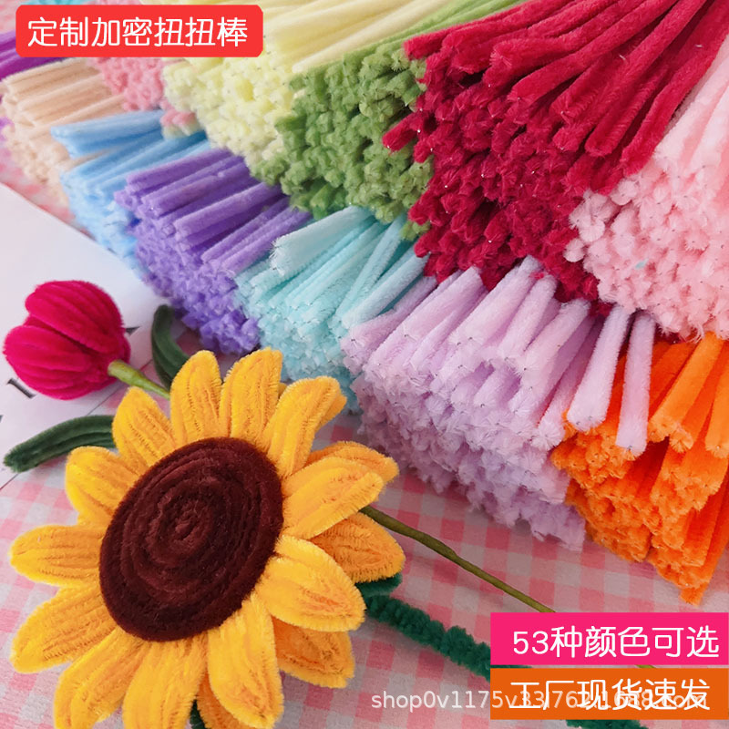 Encrypted Thick Twist Sticks for DIY Macaron-Colored Chenille Stems, Weaving Bouquet Material Kit for Christmas