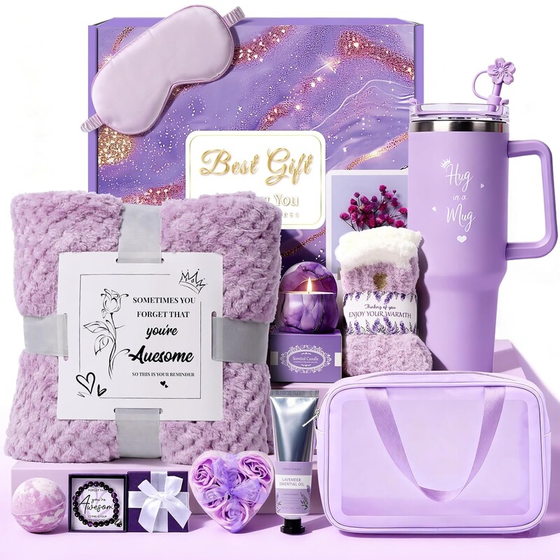 Lq260608 Birthday Gift for Women, Luxury Self-Care Spa Gift Basket with Blanket Set Lq260608 Birthday Gift for Women, Luxury Self-Care Spa Gift Basket with Blanket Set