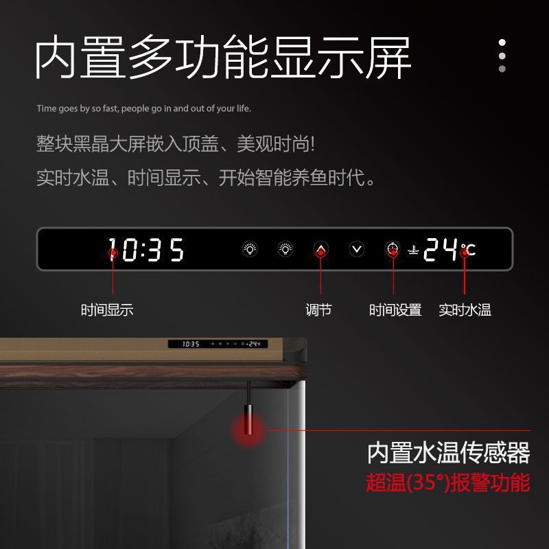 鱼缸一体成型套餐鱼缸客厅家用懒人免换水智能显示器金鱼缸带地柜|undefined