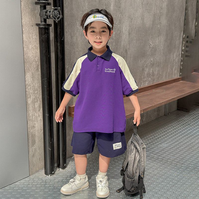 7382 Traje de verano para niños Camisa POLO para niños Manga corta 2025 Nuevos pantalones cortos de verano Traje casual de dos piezas para bebés