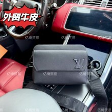 跨境真皮l男包邮差包男士高档黑色斜挎包欧美风出行便捷斜挎包