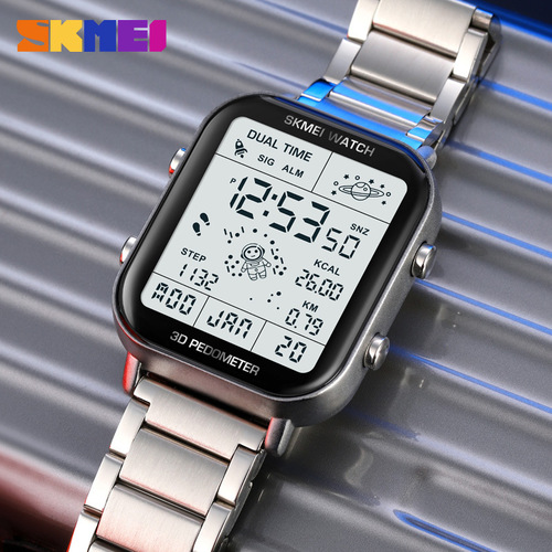 Momentum multi-function pedometer calorie square electronic watch for men and women, student youth sports astronaut watch