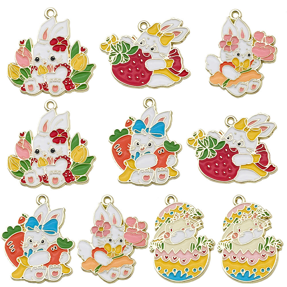 Conejo de huevo de Pascua transfronterizo Acción de gracias hoja de arce calabaza accesorios de bricolaje creativo llavero colgante pequeño