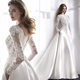 Wedding dress crew neck lace long sleeve satin European and American foreign trade Amazon AliExpress wish new slim size