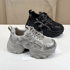 港风潮酷松糕老爹鞋女2025新款秋季小个子厚底时髦百搭休闲鞋ins