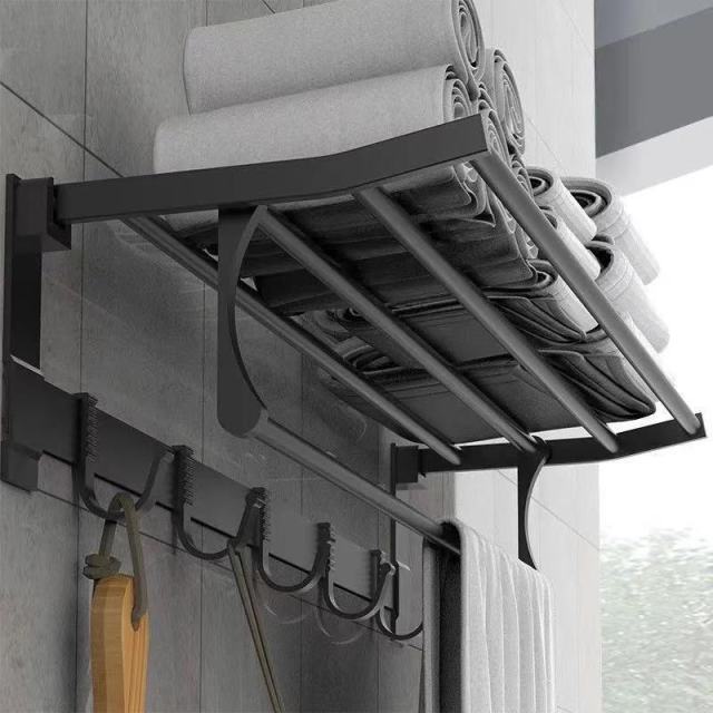 Yagefei Black Towel Rack for Bathroom, Space Aluminum Bathroom Shelf, Toilet Towel Rack, Simple and No-Drill Installation Yagefei Black Towel Rack for Bathroom, Space Aluminum Bathroom Shelf, Toilet Towel Rack, Simple and No-Drill Installation