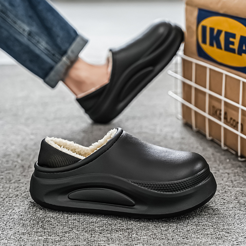 Zapatillas de algodón para hombres zapatos de algodón para hombres impermeables y resistentes al frío en invierno, sensación de pisar mierda y terciopelo engrosados, cálidos y gruesos, suelas resistentes al desgaste image 5