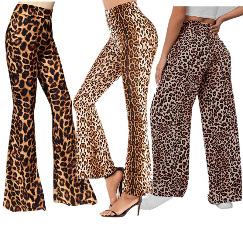 European and American Leopard Print Wide-Leg Hip-Lifting Flared Pants 3D Digital Print High-Elastic Tight Yoga Women's Casual Pants European and American Leopard Print Wide-Leg Hip-Lifting Flared Pants 3D Digital Print High-Elastic Tight Yoga Women's Casual Pants