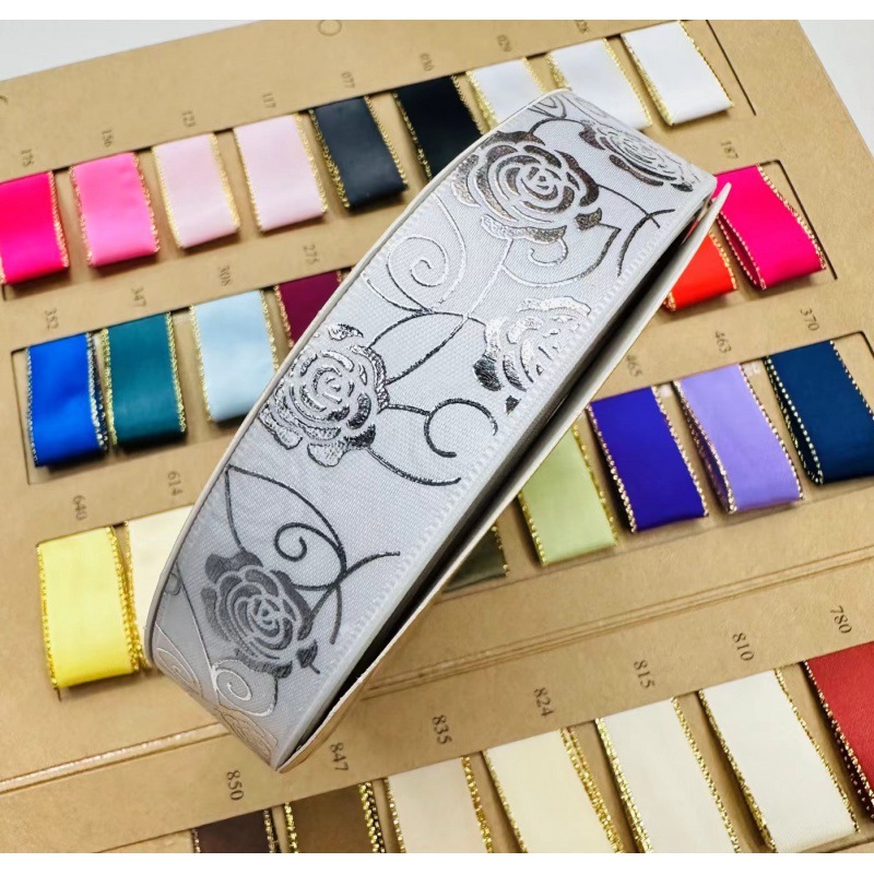 2,5 cm de ancho rosa plateada Lolita hecha a mano DIY cinta caja de regalo de paquete de joyería cinta de soporte