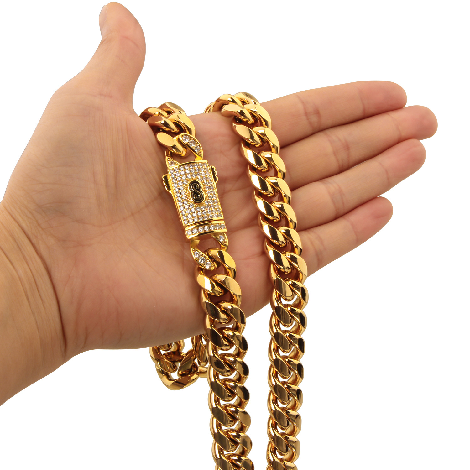 33g Weight Box Clasp Closure Clasp Closure Type Chain Necklace Classification 304 Stainless Steel Chain Material Cuban Link Chain Curb Chain Chain Type 1 Piece Quantity Holiday, Party Occasion 304 Stainless Steel Material Geometric Pattern All Seasons Season Men's Gender Plating Design Hip-Hop, Punk Style Hip-Hop Punk Geometric 304 Stainless Steel Plating Men's Chain Necklace Men Chain Necklaces 20