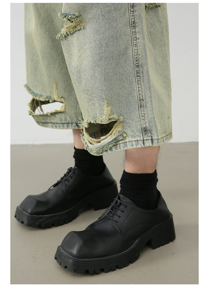 Quần short jean nam ống rộng ống thẳng dáng lửng rách nhẹ — Màu xanh lam chi tiết 11