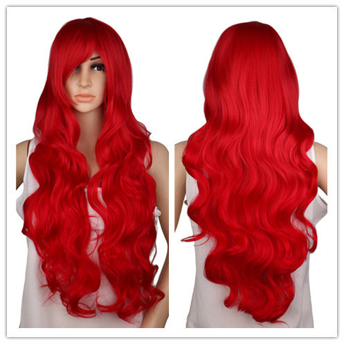 Cosplay Long Curly Anime Wig, European and American Style, 80cm Large Curls, Red, Hot-Selling Model, Direct Sales from Manufacturer, in Stock