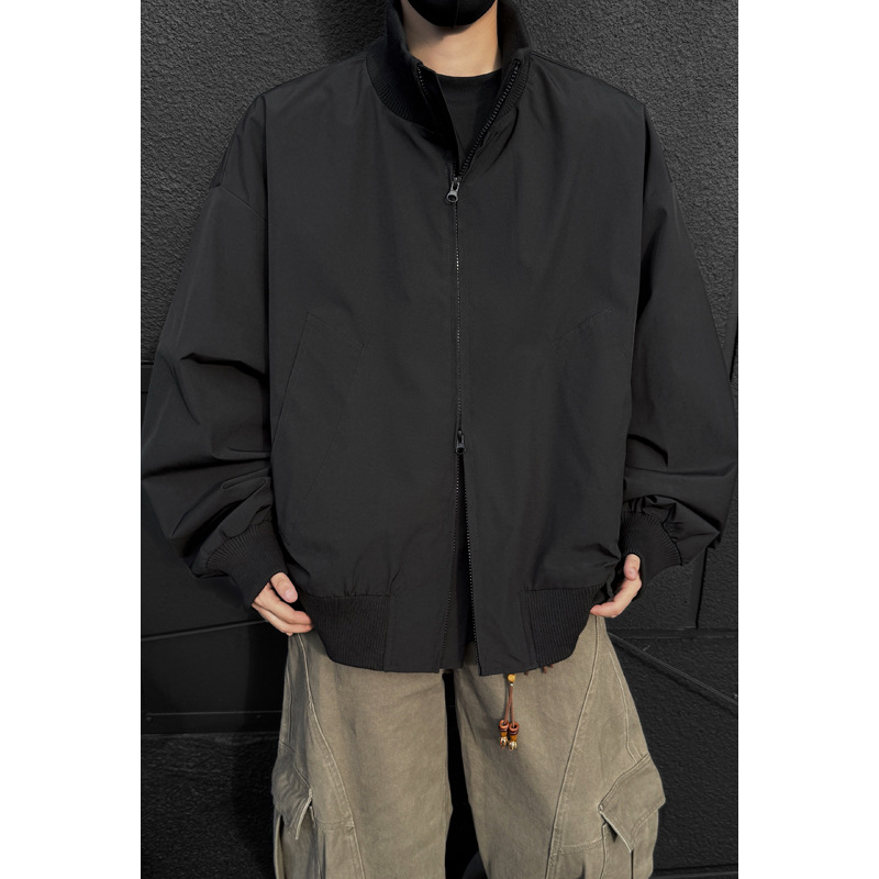 Bomber Flight Men's Autumn Trendy Cleanfit Oversized Short High Street Baseball Jacket_voghion.com