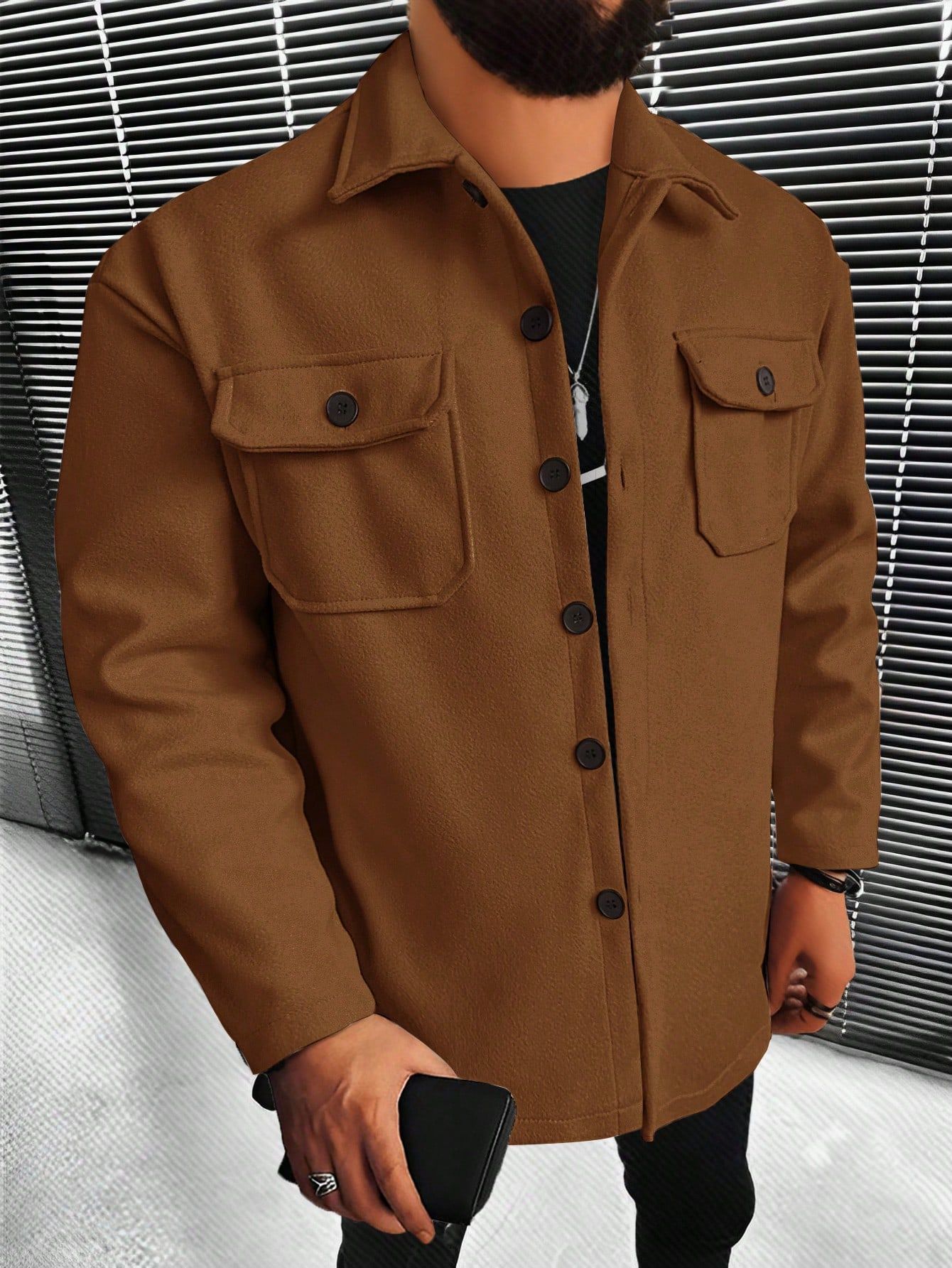 Men's Casual Woolen Jacket Classic Winter Coat For Autumn_voghion.com