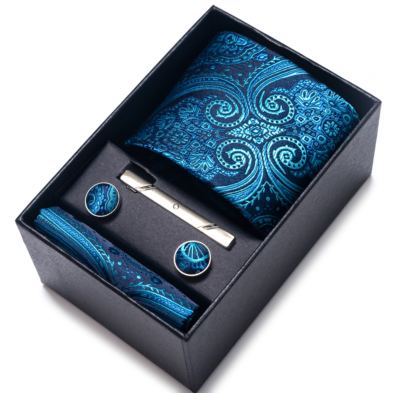 Set de Caja de Regalo con Corbata de Negocios para Hombre de Rayón Jacquard para Boda