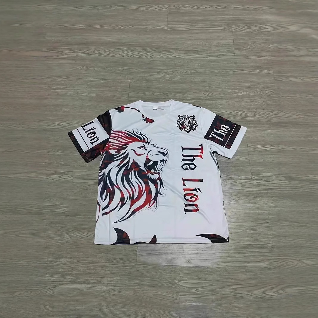 Camiseta de cuello redondo de manga corta suelta y transpirable de la calle de los hombres león colorido KING venta caliente impresión 3D
