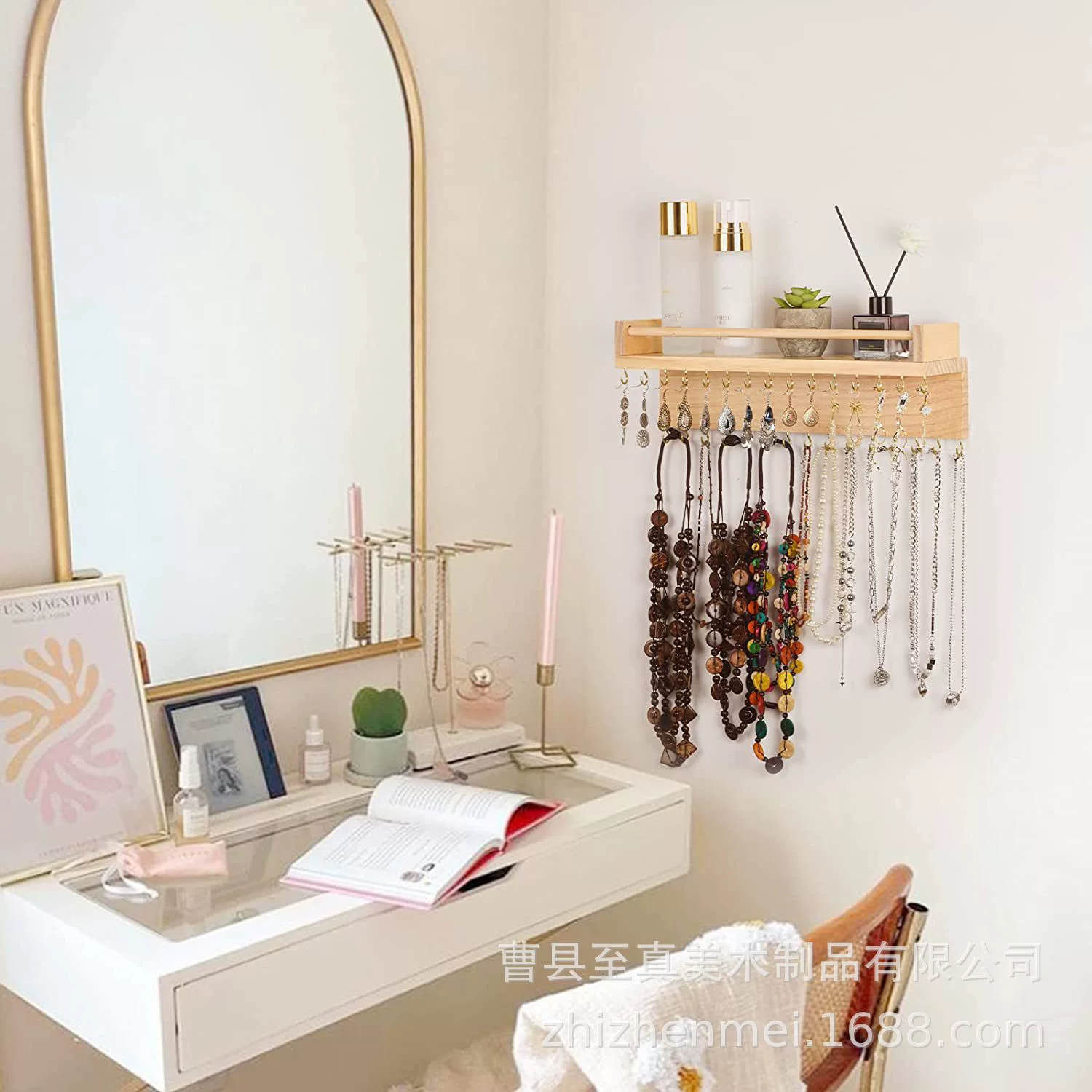 Подвесная деревянная стойка для хранения ювелирных изделий ожерелье стойка для ювелирных изделий крючок настенная стойка для хранения ювелирных изделий ожерелье серьги деревянная стойка