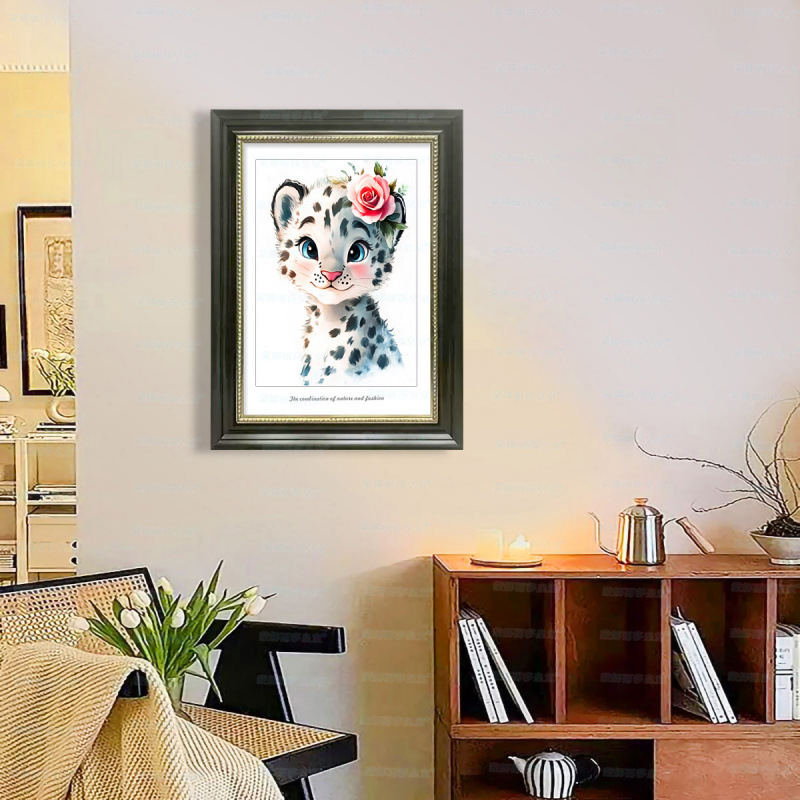 Mona Lisa Real Animal Combinado de bordado cruzado - Leopardo adorable miniaturizado de dibujos animados bordado a mano moderno minimalista image 4