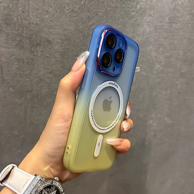 带镜头膜渐变色磁吸适用iPhone16promax手机壳苹果15软硅胶多巴胺|undefined