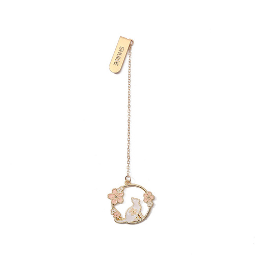 Sakura Cute Pet Series Creative Metal Bookmarks Small Fresh Student Bookfold Page Tags Alloy Bookmark Pendant Accessories