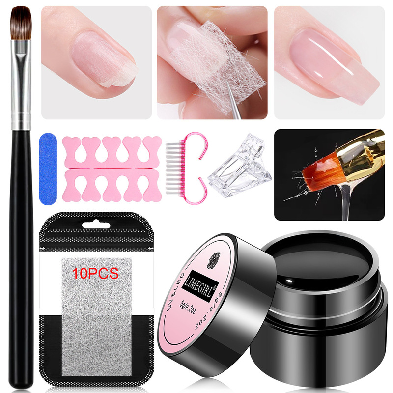 Fiberglass Nail Gel Manicure Fiber Base Gel Set Fiber Sheets for Reinforcement and Repair of Broken Nails