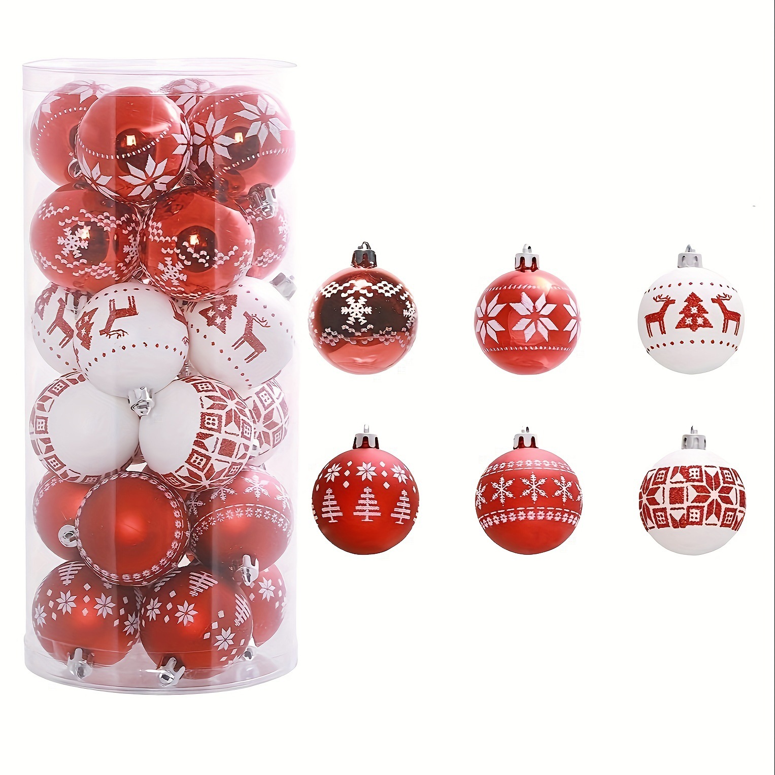 Nuevo juego de bolas de Navidad 5cm6cm juego 24pcs copo de nieve árbol de Navidad decoración fiesta vestir bola de Navidad