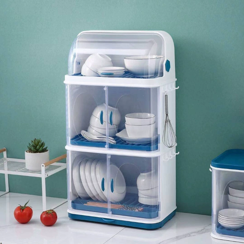 Многофункциональный экономичный трехъярусный шкаф для кухни, хранения посуды и столовых приборов Meizhicheng для сельской местности