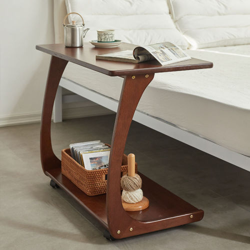Solid wood sofa side table small coffee table black walnut living room balcony small apartment side table movable minimalist modern corner table