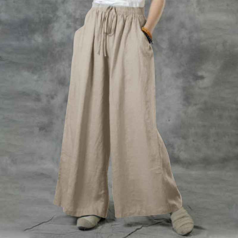 Plus Size High Waist Long Pants For Women Clothing Summer Solid Casual Wide Leg Trousers Fashion Korean Female Clothing_ecoleips.com