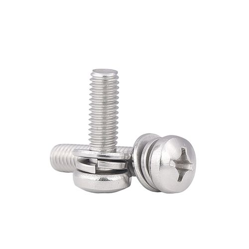 Factory direct 304 stainless steel cross pan head round head three combination screws M2M3M4M5M6M8 GB9074.8