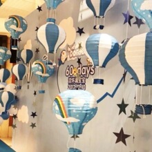 节日纸质热气球装饰商超幼儿园童装店橱窗纸灯笼4S店吊顶美陈挂饰