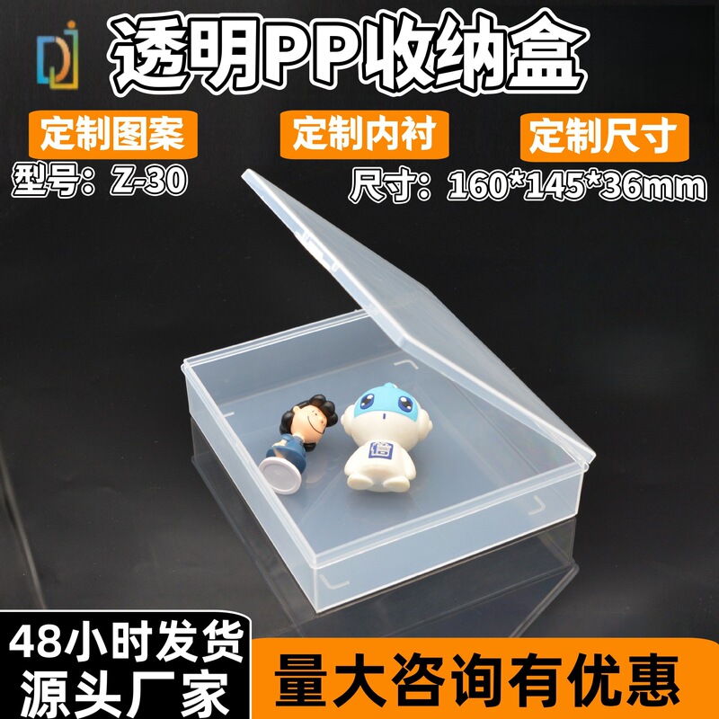 Factory in stock PP material flip plastic small box with lid square jewelry packaging box rubber band card storage box