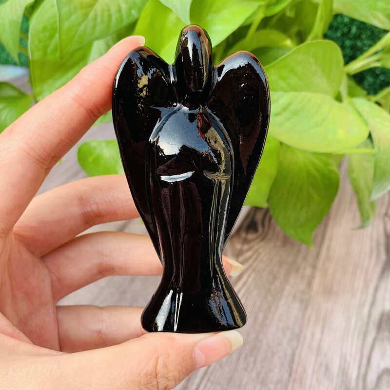天然水晶黑曜石雕刻打磨水晶天使摆件家具办公摆件 图 7