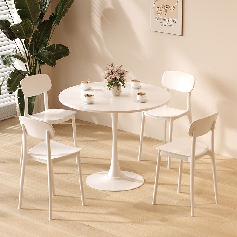 Meeting Reception Negotiation Table and Chair Combination Coffee Milk Tea Shop Commercial Round Dining Table Simple Balcony Tulip Small Round Table