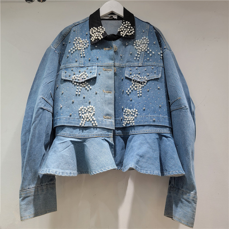 2026 Spring New Heavy Rhinestone Beaded Denim Jacket for Women, Loose Casual Versatile Trendy Top 2026 Spring New Heavy Rhinestone Beaded Denim Jacket for Women, Loose Casual Versatile Trendy Top