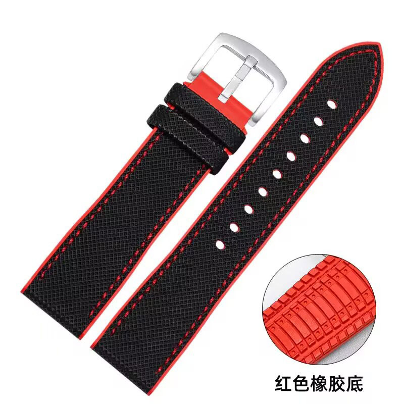 Red between black (red line) / 18mm + silver buckle