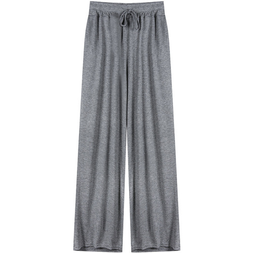 Spring High-Waist Slimming Casual Pants for Women Korean Style Loose Straight Leg Athletic Pants Versatile Elastic Waist Floor-Length Wide Leg Pants